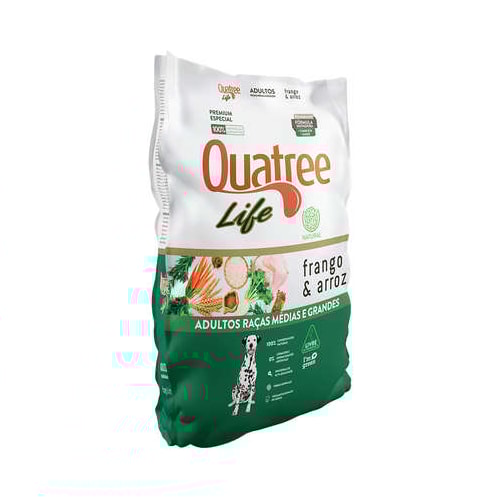 Ração Quatree Life Frango Arroz Cães Adultos Raças Media e Grandes 3kg