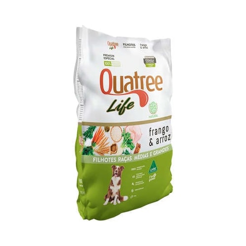 Ração Quatree Life Frango Arroz Cães Filhotes Raças Media e Grandes 15kg