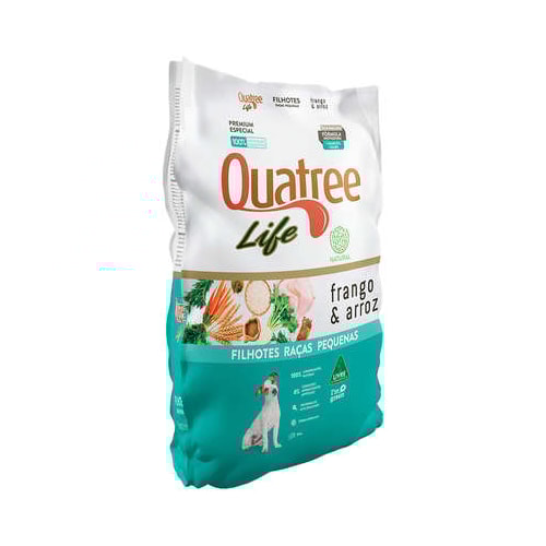 Ração Quatree Life Frango Arroz Cães Filhotes Raças Pequenas 3kg