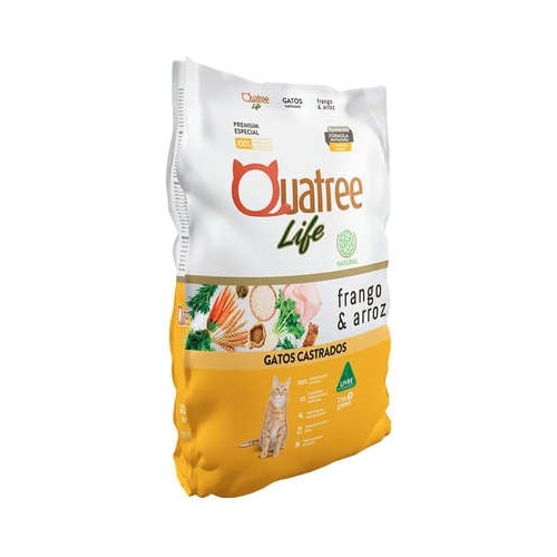 Ração Quatree Life Frango Arroz Gatos Adultos Castrados 1kg