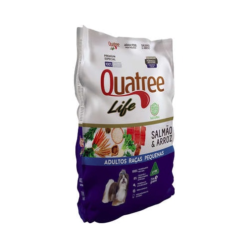 Ração Quatree Life Salmão Arroz Cães Adultos Raças Pequenas 3kg