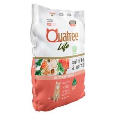 Ração Quatree Life Salmão Arroz Gatos Adultos Castrados 10,1kg