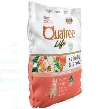 Ração Quatree Life Salmão Arroz Gatos Adultos Castrados 3kg