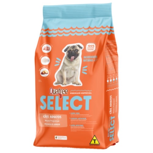 Ração Quatree Select Frango Arroz Cães Adultos Raças Pequenas 1kg