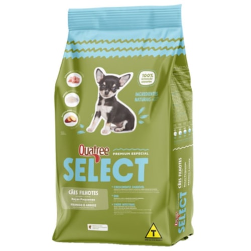 Ração Quatree Select Frango Arroz Cães Filhotes Raças Pequenas 1kg