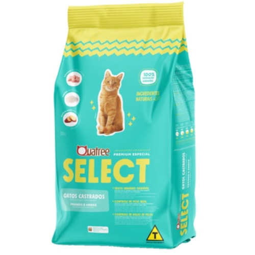 Ração Quatree Select Frango Gatos Castrados 10,1kg