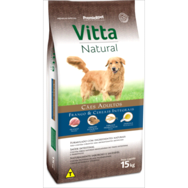 Ração Vitta Natural Frango Cereais Cães Adultos Raças Medias 15kg
