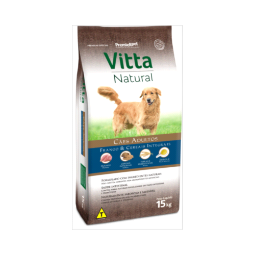 Ração Vitta Natural Frango Cereais Cães Adultos Raças Medias 15kg