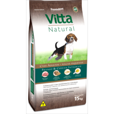 Ração Vitta Natural Frango Cereais Cães Adultos Raças Pequenas 15kg