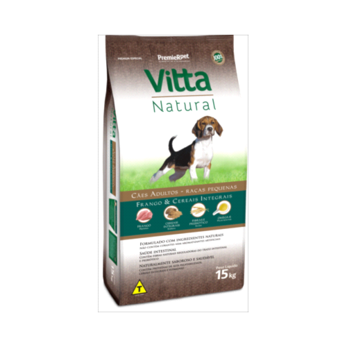 Ração Vitta Natural Frango Cereais Cães Adultos Raças Pequenas 15kg
