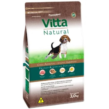 Ração Vitta Natural Frango Cereais Cães Adultos Raças Pequenas 3kg