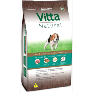 Ração Vitta Natural Frango Cereais Cães Filhotes Raças Pequenas 3kg