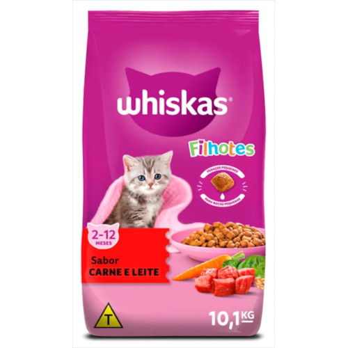 Ração Whiskas Carne e Leite Gatos Filhotes 10,1kg