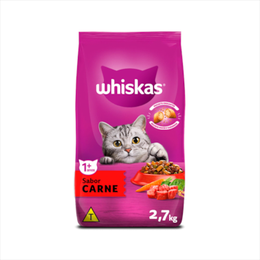 Ração Whiskas Carne Gatos Adultos 2,7kg