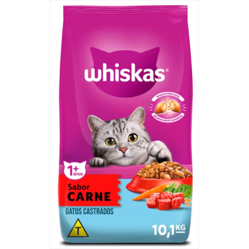 Ração Whiskas Carne Gatos Adultos Castrados 10,1kg