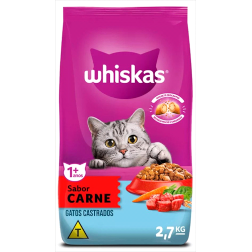 Ração Whiskas Carne Gatos Adultos Castrados 2,7kg