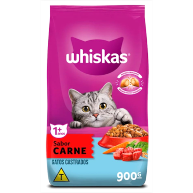 Ração Whiskas Carne Gatos Adultos Castrados 900g