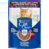 Sachê Cat Chow Carne Gatos Adultos Castrados 85g