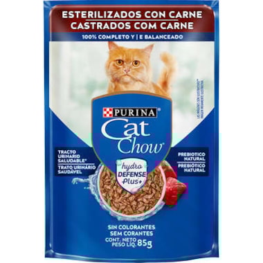 Sachê Cat Chow Carne Gatos Adultos Castrados 85g