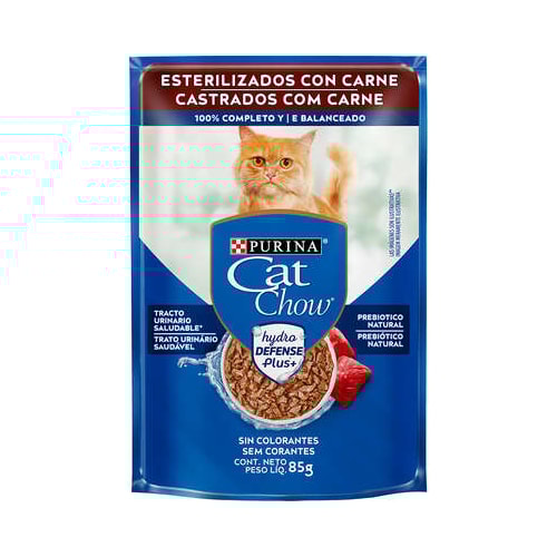 Sachê Cat Chow Carne Gatos Adultos Castrados 85g