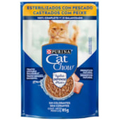 Sachê Cat Chow Peixe ao Molho Gatos Adultos Castrados 85g