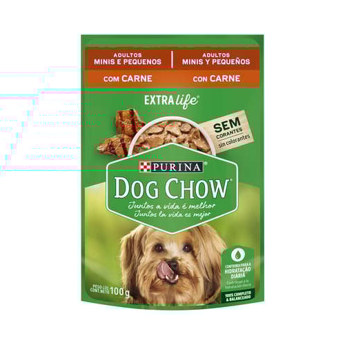 Sachê Dog Chow Carne Cães Adultos Raças Pequenas 100g