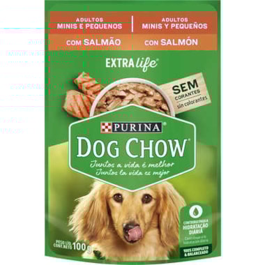 Sachê Dog Chow Salmão Cães Adultos Raças Pequenas 100g