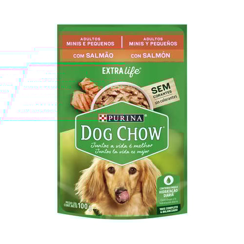 Sachê Dog Chow Salmão Cães Adultos Raças Pequenas 100g