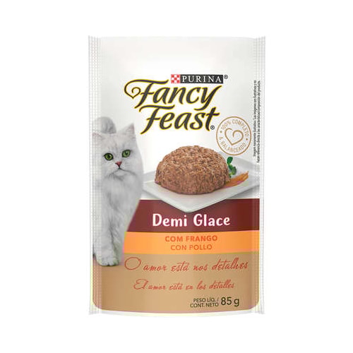 Sachê Fancy Feast Demi Glace Frango Gatos Adultos 85g