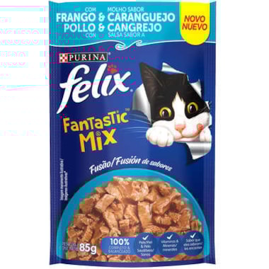 Sachê Felix Fantastic Frango Caranguejo Gatos Adultos 85g