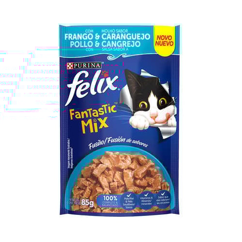 Sachê Felix Fantastic Frango Caranguejo Gatos Adultos 85g