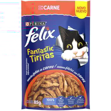 Sachê Felix Fantastic Tiritas Carne Gatos Adultos 85g