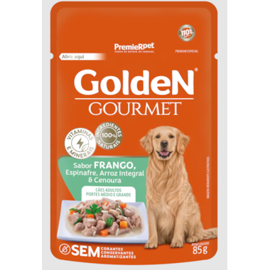Sachê Golden Gourmet Frango Cães Adultos Raças Médias e Grandes 85g