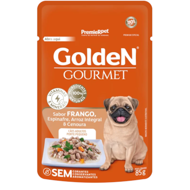 Sachê Golden Gourmet Frango Cães Adultos Raças Pequenas 85g