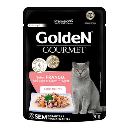 Sachê Golden Gourmet Frango Gatos Adultos 70g