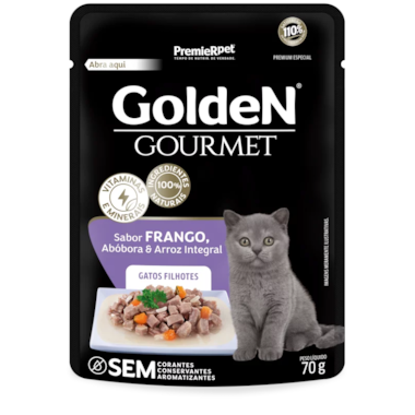 Sachê Golden Gourmet Frango Gatos Filhotes 70g