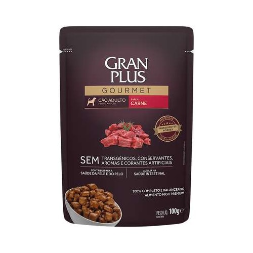 Sachê Gran Plus Gourmet Carne Cães Adultos 100g