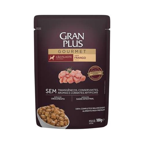 Sachê Gran Plus Gourmet Frango Cães Filhotes 100g