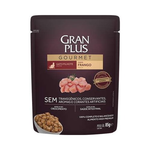 Sachê Gran Plus Gourmet Frango Gatos Filhotes 85g