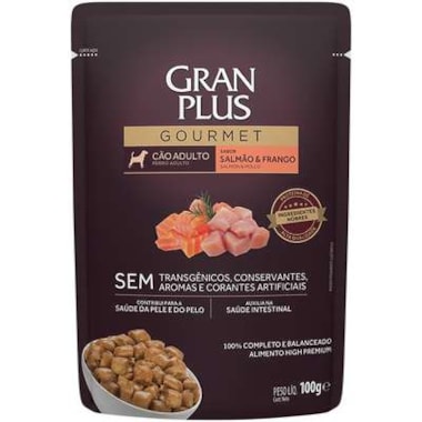Sachê Gran Plus Gourmet Frango Salmão Cães Adultos 100g