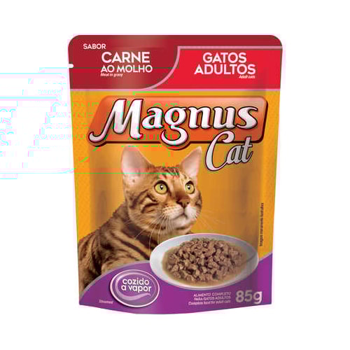 Sachê Magnus Cat Carne Gatos Adultos 85g