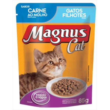 Sachê Magnus Cat Carne Gatos Filhotes 85g