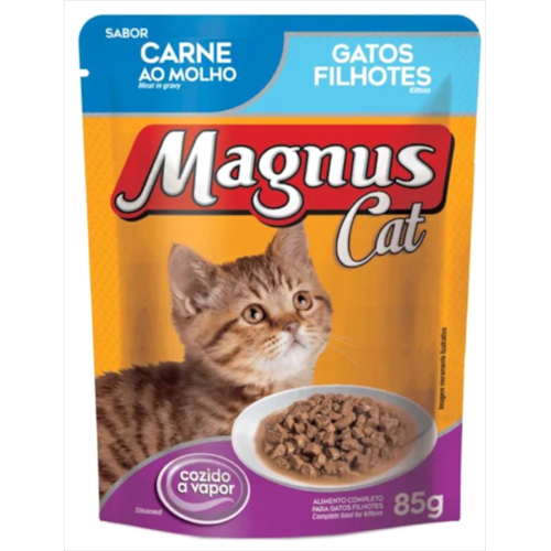 Sachê Magnus Cat Carne Gatos Filhotes 85g