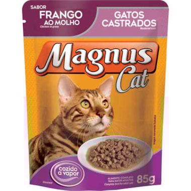 Sachê Magnus Cat Frango Gatos Adultos Castrados 85g