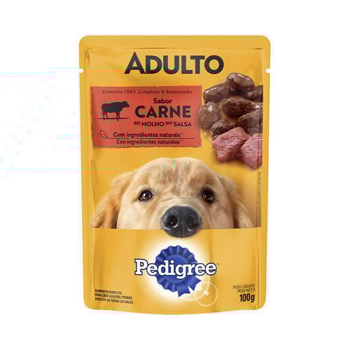 Sachê Pedigree Carne ao Molho Cães Adultos Raças Medias 100g