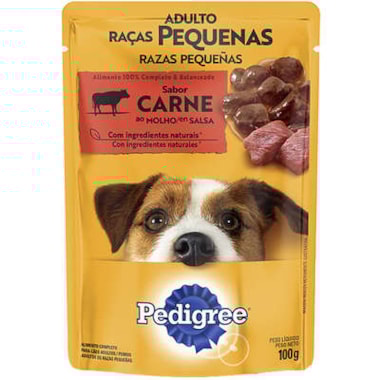Sachê Pedigree Carne ao Molho Cães Adultos Raças Pequenas 100g