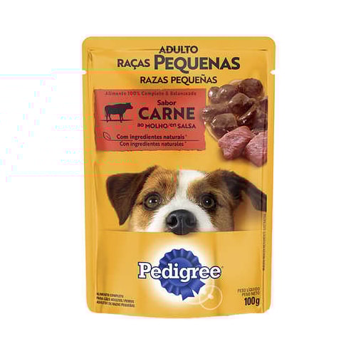 Sachê Pedigree Carne ao Molho Cães Adultos Raças Pequenas 100g