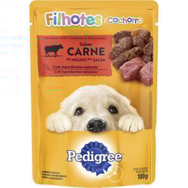 Sachê Pedigree Carne ao Molho Cães Filhotes 100g