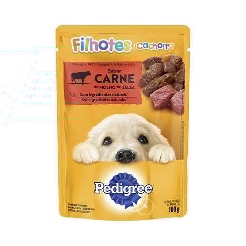 Sachê Pedigree Carne ao Molho Cães Filhotes 100g