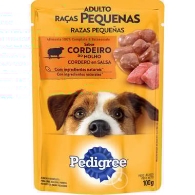 Sachê Pedigree Cordeiro ao Molho Cães Adultos Raças Pequenas 100g
